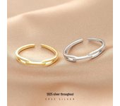 Anillo minimalista entrelazado de plata S925 de Banyan Tree para mujer Adjustable opening de oro blanco