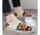 2024 Verano Otoño Zapatos de Lona para Hombre Zapatos Casuales Transpirables para Hombre Zapatos de Cáñamo Sin Cordones Alpargatas con Graffiti Calzado de Mujer Planos 39