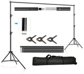Andoer 200 * 300 cm / 78 * 118 pulgadas Soporte de fondo ajustable Kit de fotografía Soporte de fondo negro
