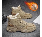 Botas altas de invierno para hombre, botas de moto negras de moda, botas de plataforma cálidas para exteriores, botas de cuero con cordones para hombre, bota masculina 39