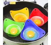 1/4 piezas de tazas de silicona para escalfar huevos, molde para cocinar huevos en microondas, freidora de aire y hornilla verde