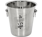 Les Trésors De Lily [A3479] - Cubo para botellas/champán de acero inoxidable 'Gin Tequila Vin Vodka' cromado - 22 cm gris