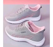 Nuevos zapatos para correr, zapatillas transpirables para mujer, zapatos deportivos de malla ligera de verano con cojín de aire para mujer, zapatos de entrenamiento con cordones para exteriores 36 color rosa