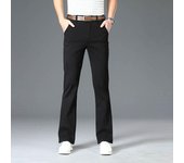 Pantalones casuales acampanados para hombre, estilo coreano, modernos, elásticos, ajustados, pantalones acampanados para hombre, diseño clásico, pantalones acampanados 28 negro
