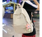 Mochila escolar para estudiantes de secundaria, mochila de color sólido, mochila para mujer blanco