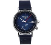 Reloj Bauhaus Classic Solar 21123 para hombre con correa de piel azul y esfera azul oscuro azul