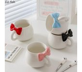 Taza de cerámica con lazo creativo decorado, taza de té de la tarde con dibujos animados, taza de café, taza de leche para el hogar, taza de jugo, taza de bebida, regalos de alta belleza 320ML