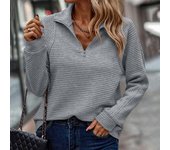 Sudadera con cremallera y cuello alto para mujer, jersey holgado de retazos de color liso con mangas largas, ropa deportiva de uso diario, otoño y primavera XXL color rosa