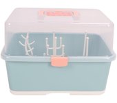 Estantes para secar biberones, caja de almacenamiento portátil para biberones, organizador de vajilla con tapa para verde oliva