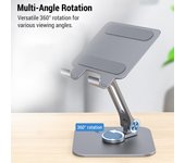 Soporte para tableta plegable Construcción de acero al carbono Aleación de aluminio Soporte de escritorio para iPad con gris