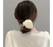 Anillo para el cabello para mujer, decoración con flores de rosas en 3D, banda elástica de satén suave, banda para el cabello que no daña el cuero cabelludo, accesorio para el cabello blanco