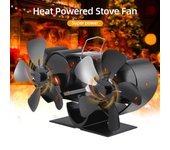 Ventilador de estufa de doble motor, 10 aspas, ventilador de estufa accionado por calor, ventilador para hogar, funcionamiento silencioso no eléctrico negro