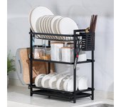 Estante para platos compacto, estante para secar platos multifuncional, estante para secar platos de cocina a prueba de herrumbre 2 layers