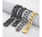 Pulsera para hombre de acero titanio con golpe negro hervido Retro europeo y americano