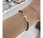 Pulsera de ágata negra con perlas y bolas de plata S925