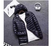 Chaqueta de plumón ligera de otoño e invierno de marca para hombre, chaqueta de plumón corta con capucha, grande, ultrafina, ligera, para jóvenes XXXL