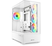 Caja para PC Sharkoon Middle Tower con conector trasero compatible Estructura sin pilares Compatible con placas base estándar Equipada con 4 ventiladores ARGB blanco