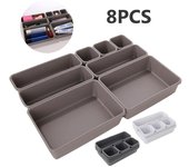 8 unids/set cajón ajustable caja organizadora bandejas maquillaje cosméticos artículos divisor titular cocina baño armario joyero gris claro