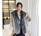 Abrigo de invierno abrigado para mujer, chaquetas de piel sintética de moda de calidad para niña, abrigo holgado y cómodo de piel de conejo sintética de gran tamaño L gris