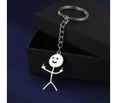 Skyrim Hip Hop Fxck You - Llavero con colgante de garabato divertido de acero inoxidable con forma de dedo medio, diseño de Stickman, llavero para coche, regalo blanco