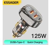 Essager-cargador de coche USB C de 125W, pantalla Digital PD QC3.0, cargador de teléfono de carga rápida para IPhone 14, 13 Pro Max, Samsung, Xiaomi y portátil café