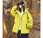 Chaqueta exterior impermeable, transpirable y resistente al viento para mujer, para otoño e invierno. M fluorescente verde