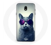 Coque pour Samsung Galaxy S5 Chat avec Lunettes violettes