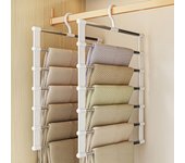 Perchas para pantalones de acero inoxidable de 6/8 capas que ahorran espacio, organizador de armario para pantalones, vaqueros, faldas, bufandas y leggings.