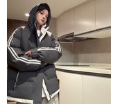 Chaquetas acolchadas de algodón populares para hombres, chaquetas acolchadas de algodón de dos barras, chaquetas acolchadas de algodón gruesas, sueltas y versátiles para invierno M