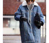 Chaqueta Vaquera, Mujer, Piel Gruesa, Cálida, Invierno, Otoño, Forro de Lana, Larga, Básica, Abrigo Vaqueros, Bomber, Ropa Exterior L