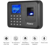 Aibecy - Dispositivo biométrico de asistencia con huella dactilar y contraseña, multilingüe, con pantalla LCD de 2,4 pulgadas US Plug negro