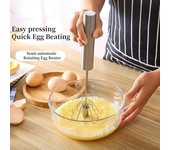 Batidor de huevos semiautomático de acero inoxidable, batidor manual de prensa, batidor giratorio, agitador de huevos automático, accesorios de cocina Stainless Steel 10 inch