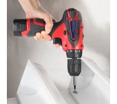 Destornillador recargable de taladro inalámbrico eléctrico multifuncional de dos velocidades de iones de litio de 16,8 V con EU Plug rojo