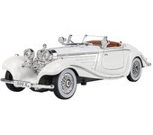 1/24 Mercedes-Benz 500K 1936 Coche clásico Modelo de coche de aleación Diecasts Vehículos de juguete Sonido y luz Colección de juguetes para niños Regalos blanco