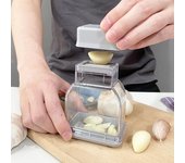Cortador de ajo manual, picador, prensa y balancín para cocina, restaurante y uso doméstico. Garlic Cutter gris