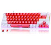 Teclado mecánico para juegos abucow con color rojo, blanco y rojo Perfecto para una experiencia de escritura y juego premium en PC y Mac Retroiluminación de 68 teclas,