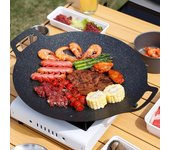 Parrilla coreana Leeseph para barbacoa, redonda, para fuego abierto, de gas, para acampar, para el hogar, estufas de exterior, circular, varios tamaños, color negro