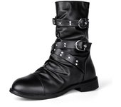 Zapatos de moto de moda para hombre, botas altas de cuero a la moda para hombre, botas estilo británico de tendencia punk para hombre, zapatos casuales de caña alta para exteriores para hombre 2024 38