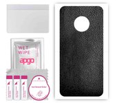 apgo Protective Skin Sticker for the back compatible with Motorola Moto G5 Plus, Wrap Film, Foil, Vinyl - Pattern Black Leather