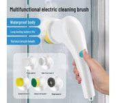 Cepillo de limpieza eléctrico con lana de acero y 5 cabezales - Mango largo, herramienta de mano para cocina y lavavajillas USB-Charging, Five brush heads