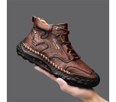 Botas altas de cuero para hombre Zapatillas deportivas casuales 43 negro