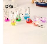 Llavero de reloj de arena líquido, temporizador de arena de plástico portátil, soporte para llavero de coche de Metal, decoración de mochila DIY, adorno colgante, regalo de cumpleaños Random Style