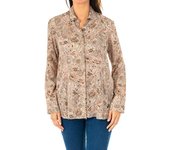 Camisa manga larga y cuello de solapa KWC002 para Mujer S marrón