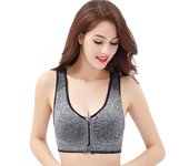 Sujetador deportivo con cremallera frontal, a prueba de golpes, transpirable, sin costuras, ajustable, chaleco para correr, sujetador de Yoga para mujer S púrpura