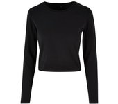 Build Your Brand Top corto de manga larga para mujer L blanco