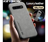 Funda de cuero de lujo KEYSION para Samsung S10 Plus S10 + S10e S9 + S8 Plus, funda trasera de silicona a prueba de golpes para teléfono Galaxy Note 9 8 for Samsung S10 gris oscuro