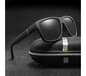 Gafas de sol polarizadas a la moda para hombre, gafas cuadradas de plástico antirreflectantes para exteriores, gafas de sol clásicas para mujer, gafas de sol de conducción Uv400 negro