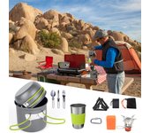 Juego de utensilios de cocina para acampar, juego de olla y sartén portátil para 1-2 personas, para acampar, senderismo, Picnic varios colores
