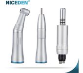 NICEDEN Dental Inner Water Spray 1:1 Low Speed Turbine Contra Angle Blue ring Air motor Low speed handpiece with LED Contra angle
