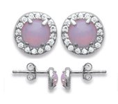 Les Trésors De Lily [P0184] - Boucles argent 'Princesse Opale' rose argenté (rhodié) - 6 mm rosa brillante